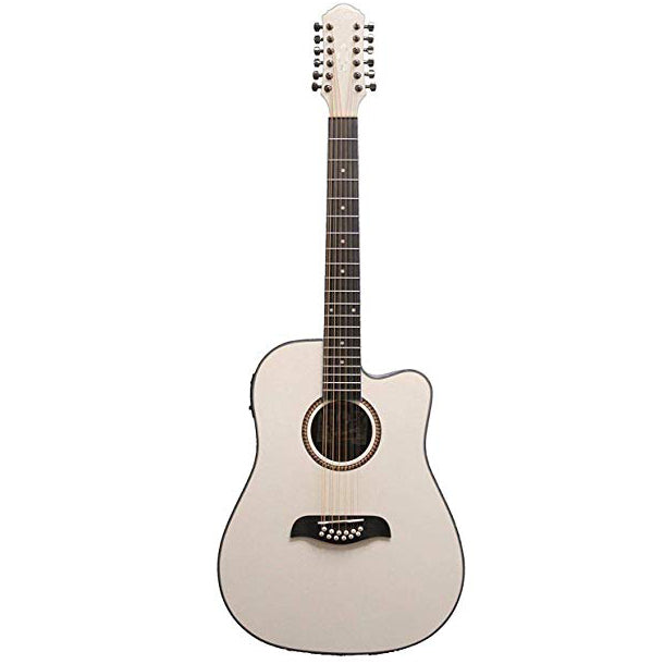 Oscar Schmidt OD312CEWH-A Acoustic Guitar 12-String Dreadnought White Barcus Berry EQ4T