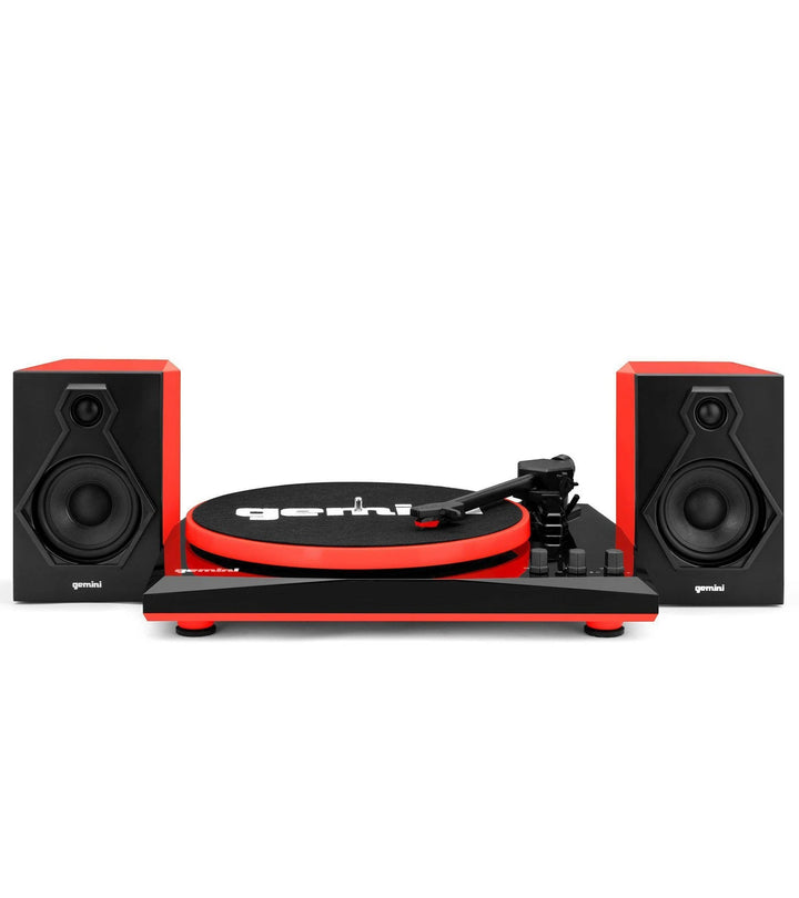 Gemini TT-900 Modern Bluetooth Turntable System with Stereo Speakers - Black / Red