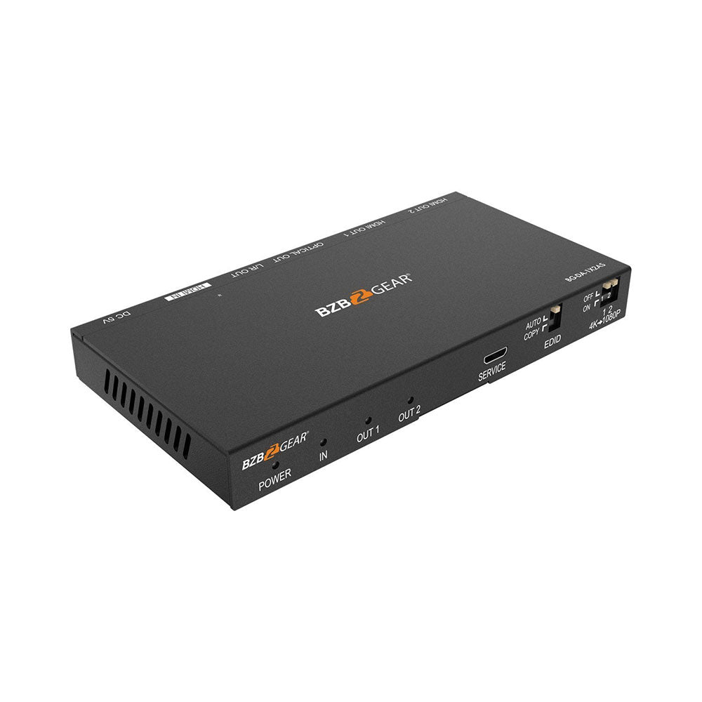 BZBGEAR - 2-Port 4K 60Hz HDMI Splitter with Down-Scaler w/Digital and Analog audio Output