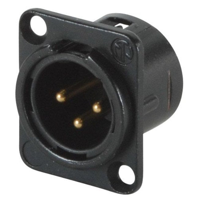 Neutrik NC3MD-L-B-1 - 3 Pin Black Chassis XLRM -D Size with Gold Contacts