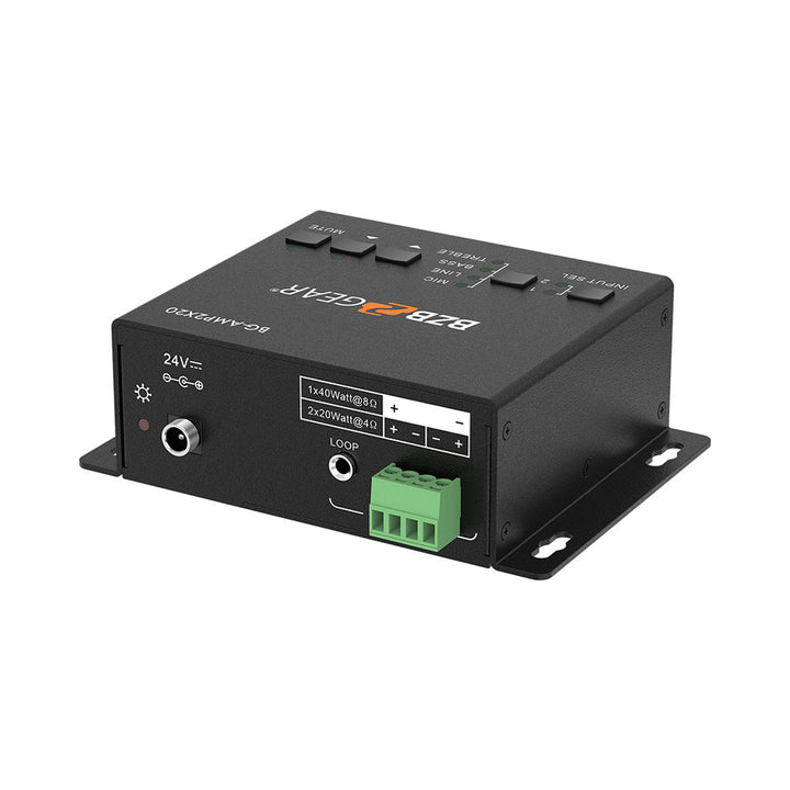 BZBGEAR - 2 Channel 40W Compact Stereo/Mono Audio Amplifier with 3 Inputs