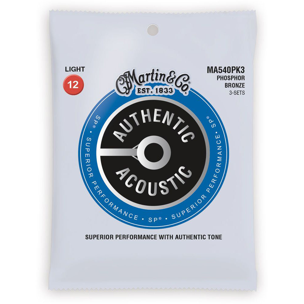 Martin MA540PK3 Authentic Acoustic SP (3 Packs) Guitar Strings - Light 12-54
