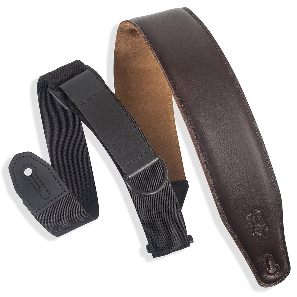 Levy’s MRHGS-DBR Right Height Garment Padded Guitar Strap - Dark Brown