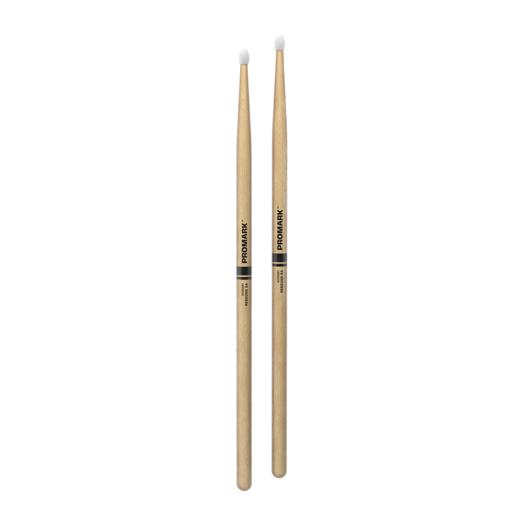 Promark RBH565N-Promark Rebound 565 Hickory Drumsticks, Oval Nylon Tip