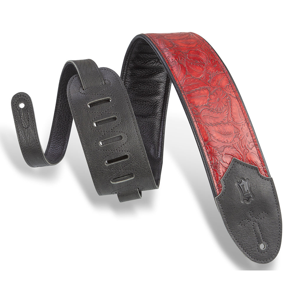 Levy's M4WP-003 Sundance Line Geranium Merlot Guitar Strap - Black / Red