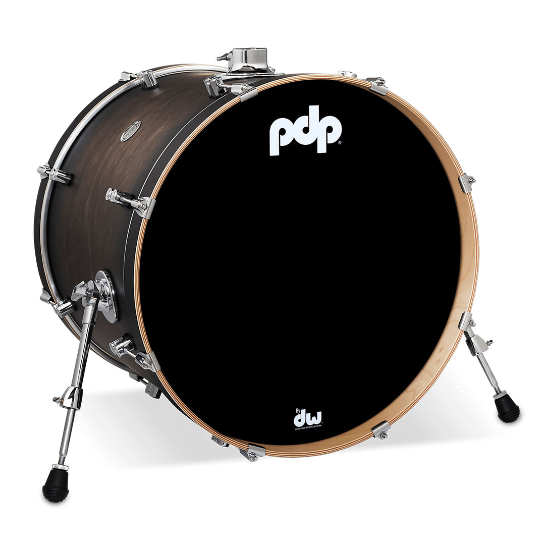 PDP Concept Maple Lacquer 18x22 Bass Drum w/ BDM Bracket (No Tom Holder) - Satin Charcoal Burst