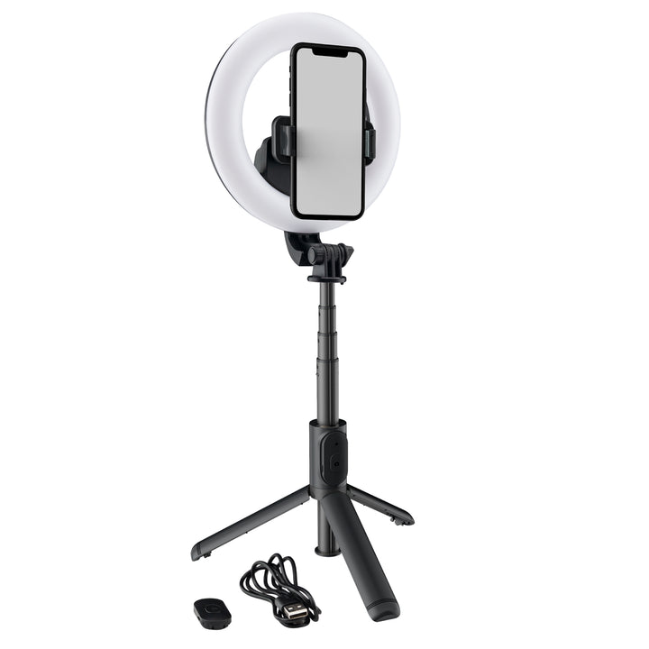 Mackie mRING-6 Battery-Powered Ring Light w/ Convertible Selfie Stick Stand & Remote - 6"