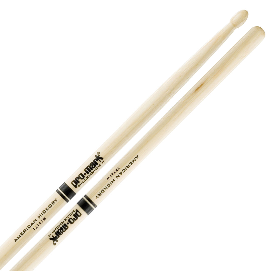 Promark TX747W-Promark American Hickory 747 Wood Tip Rock Drumsticks