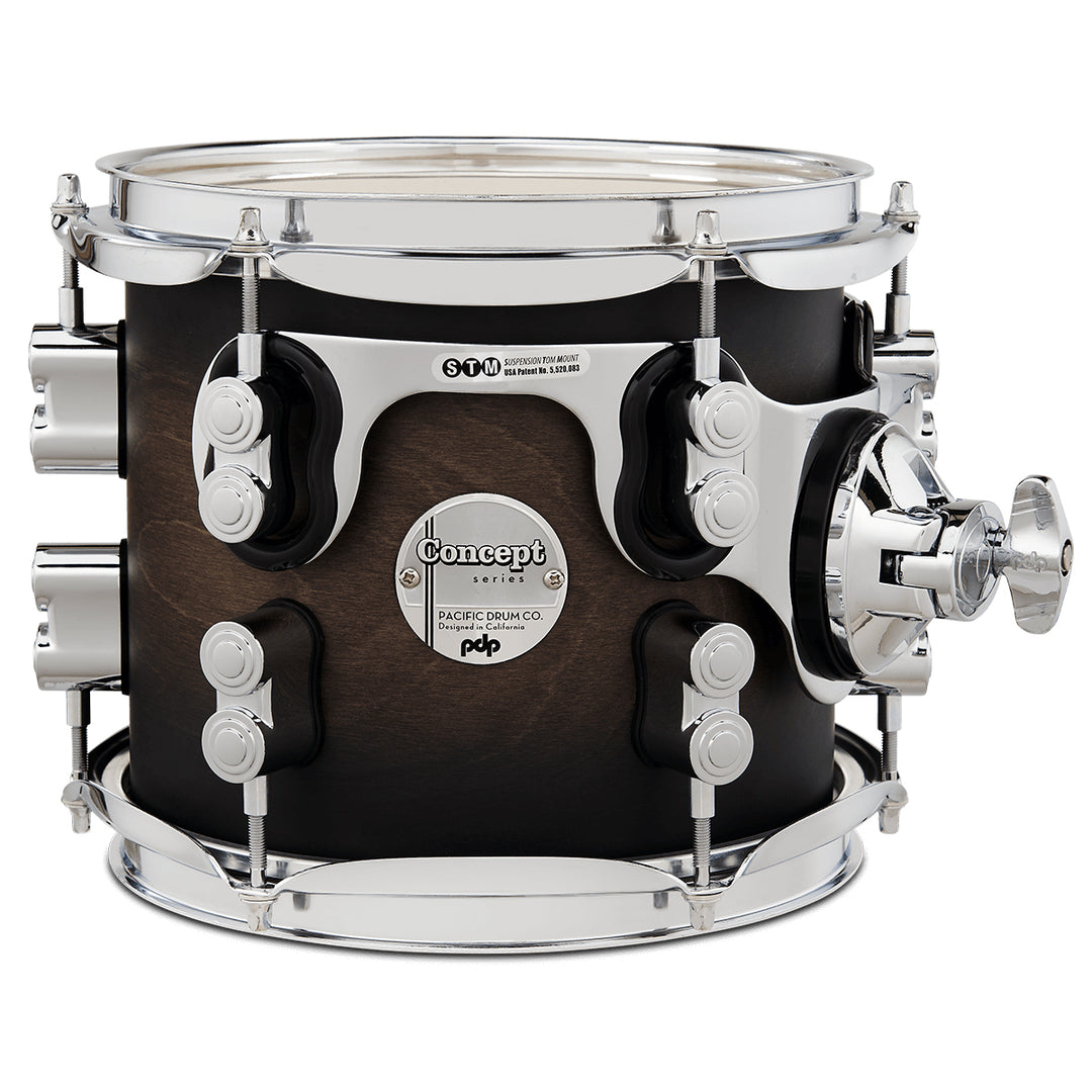 PDP Concept Maple Lacquer 7x8 Suspended Tom w/ Chrome Hardware - Satin Charcoal Burst