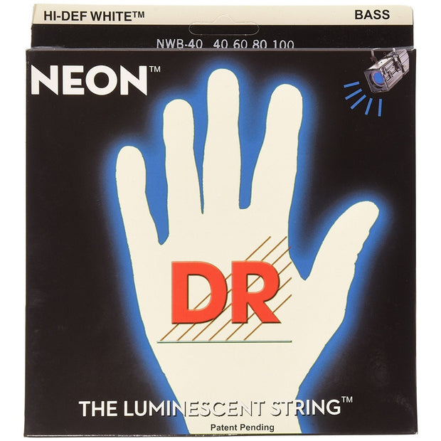 DR Strings NWB-40 (Light) - Hi-Def NEON WHITE: Coated Bass Strings: 40, 60, 80, 100
