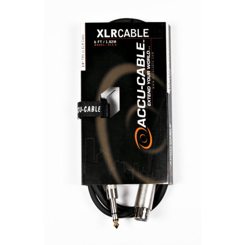 Accu-Cable XLR Female to 1/4” Male TS Microphone Cable 6 Feet