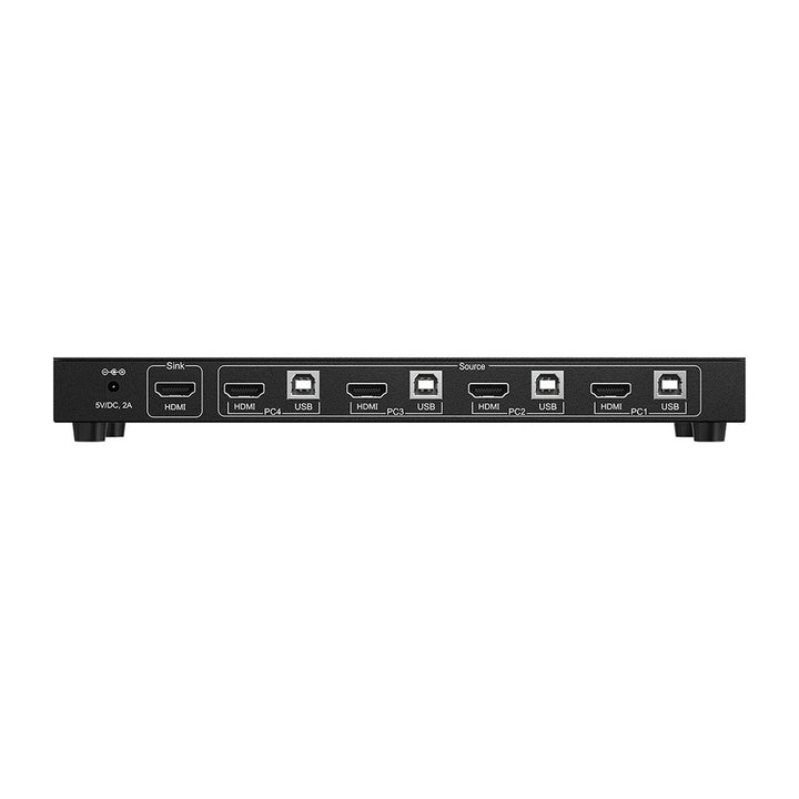 BZBGEAR - 4×1 KVM Switcher with USB2.0 Ports for Peripherals and Audio Support
