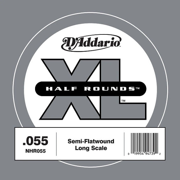 D'Addario NHR055 - SINGLE BASS HALF RND 055 LONG