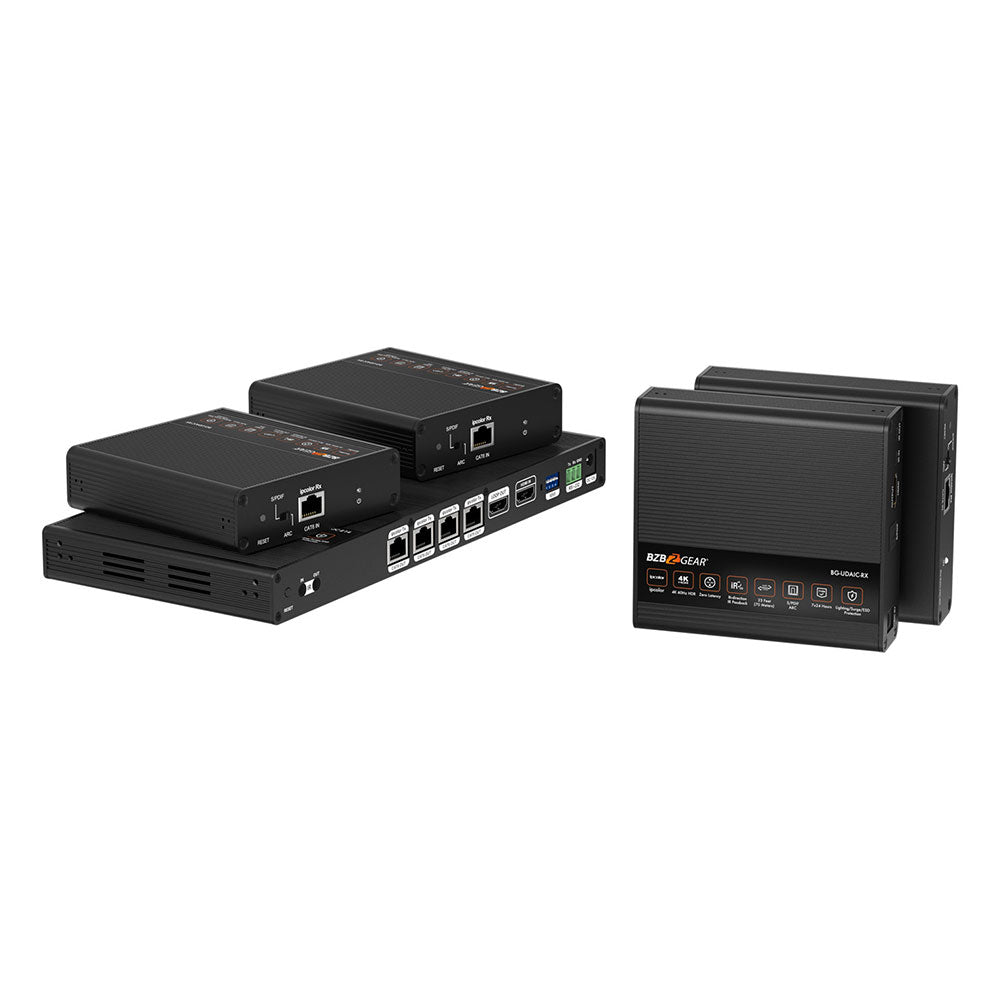 BZBGEAR - 1X4 4K60 UHD 18Gbps HDMI Splitter/Distribution Amplifier up to 230ft over Category Cable