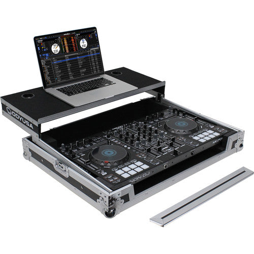 Odyssey Flight Case with Removable V-Cut Front Access Panels & Glide Style Gear Platform for Denon MC7000 DJ Controller