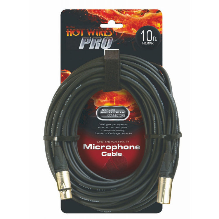 On-Stage MC-10NN Professional Mic Cable with Neutrik Connectors - 10‚Äô