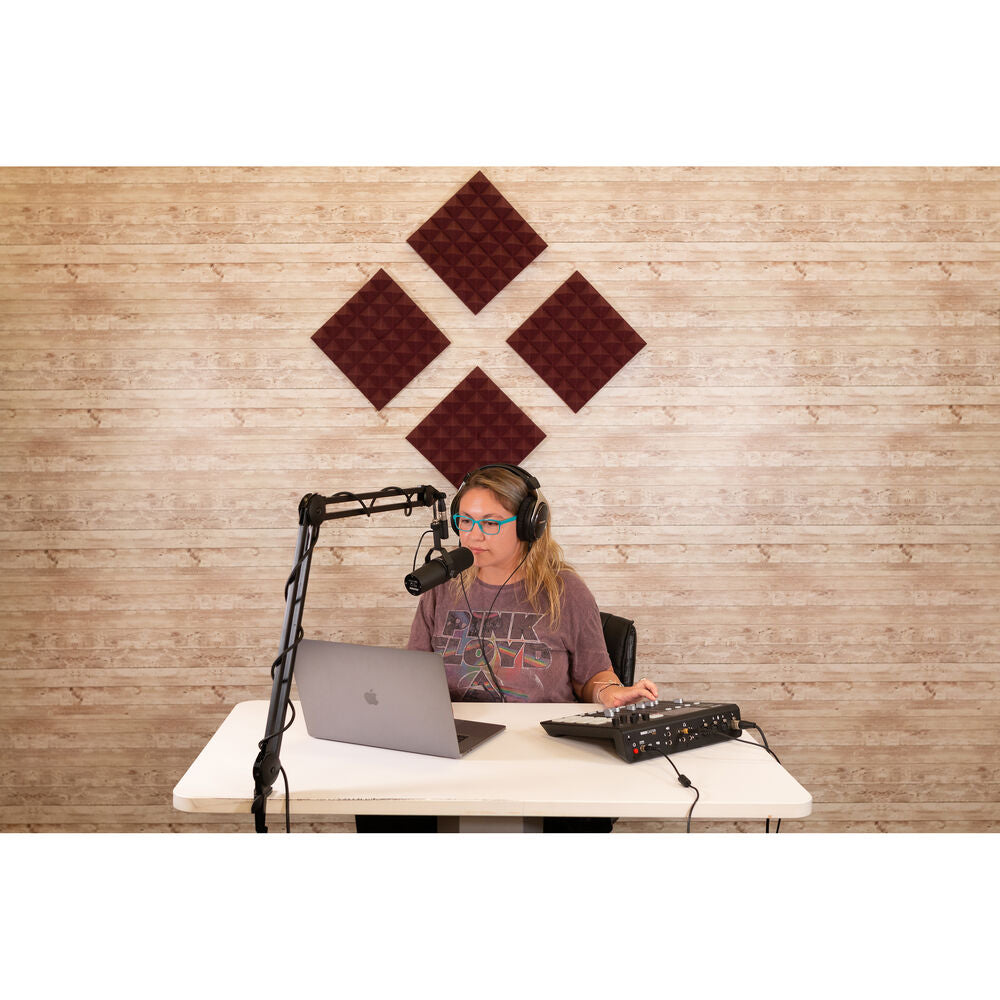 Gator Acoustic Pyramid Panel 12”x12” (2-Pack) - Burgundy