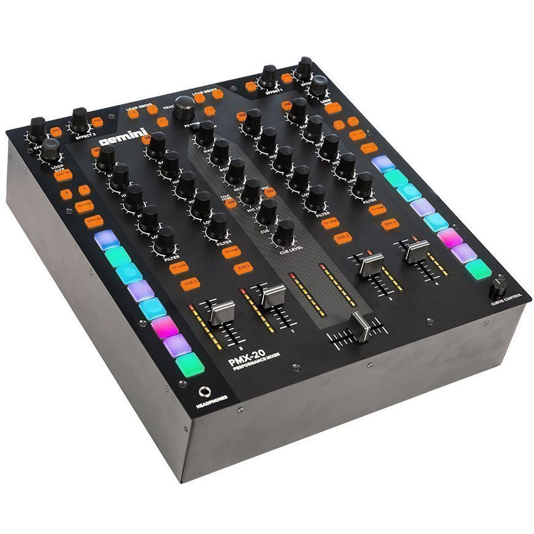 Gemini PMX-20 Battle-Style 4-Channel Digital DJ Mixer w/ USB MIDI Interface