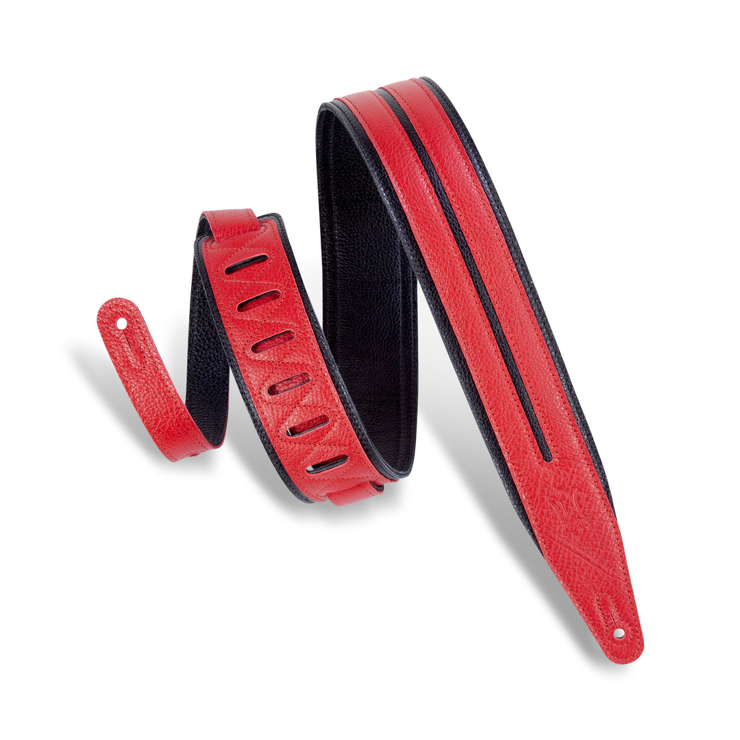 Levy's MG317DRS-BLK_RED Garment Leather Guitar Straps