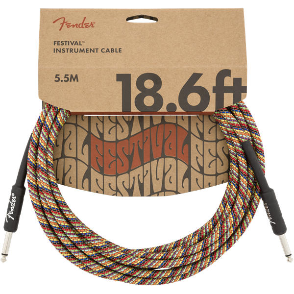 Fender Festival Instrument Cable, Rainbow - 18.6ft