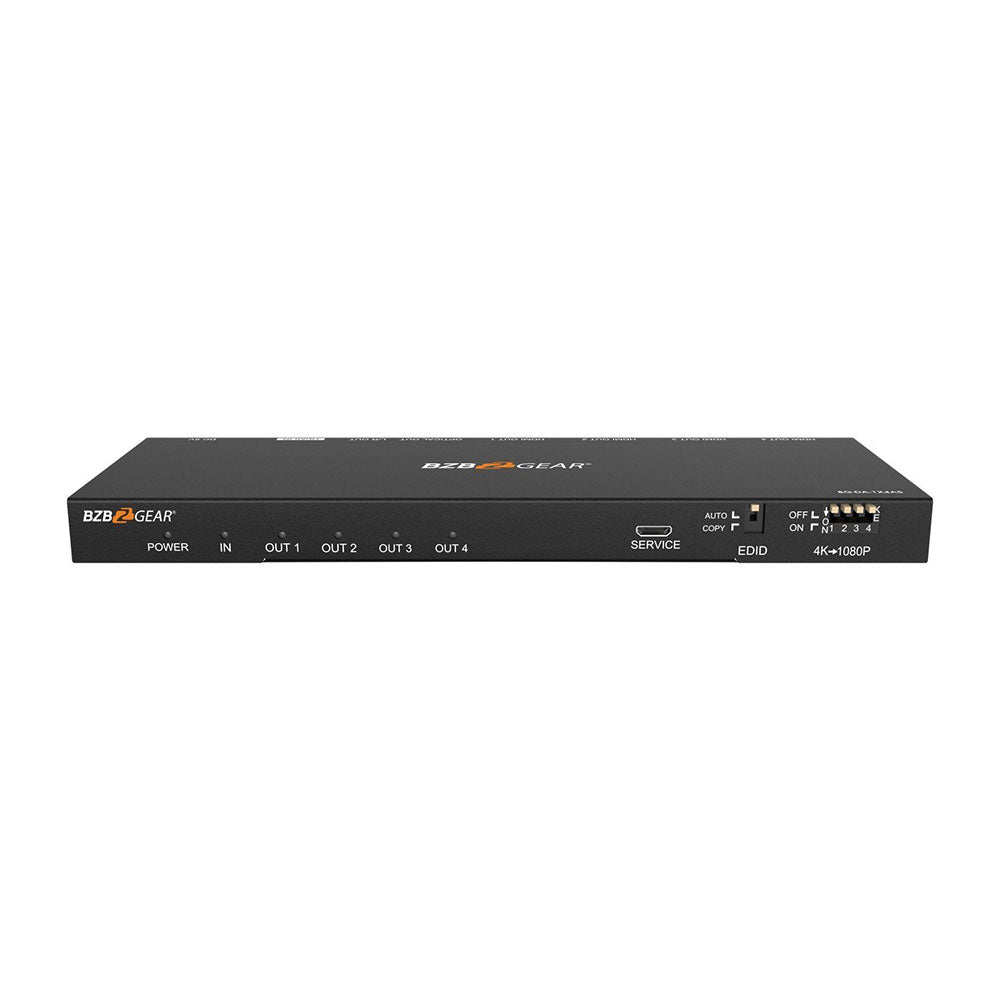 BZBGEAR - 4-Port 4K 60Hz HDMI Splitter with Down-Scaler w/Digital and Analog audio Output