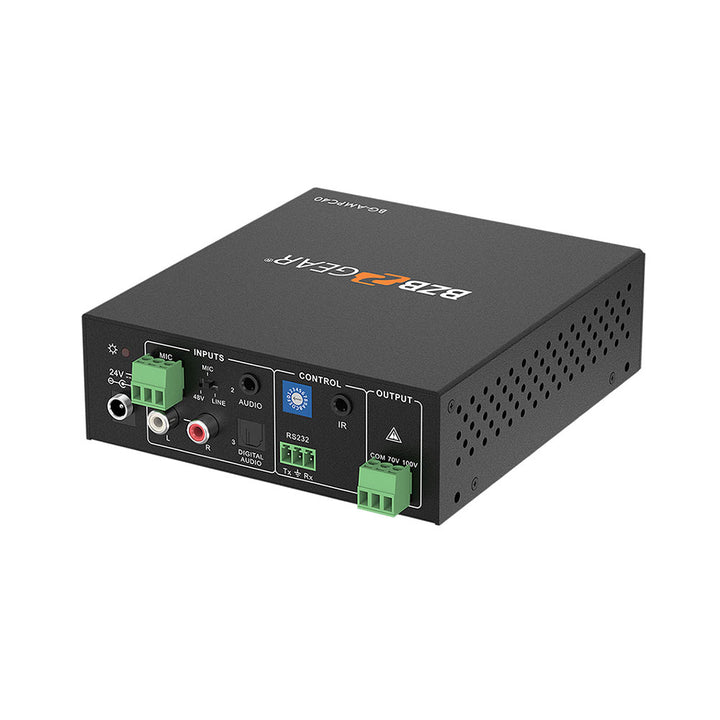 BZBGEAR - 40 Watt 70V Stereo/Mono 2CH Audio Amplifier