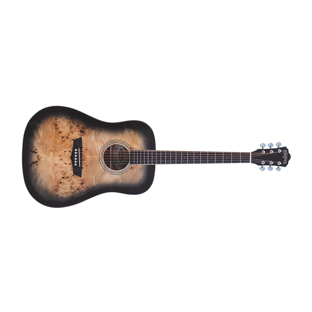 Washburn DFBDB Deep Forest Dreadnought, Poplar Burl Top, Okoume Back & Sides, Black Fade Gloss