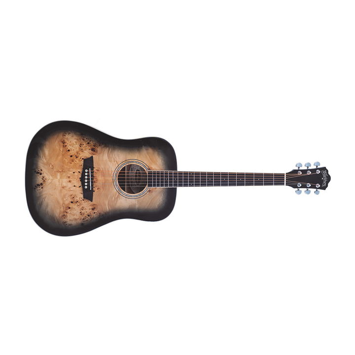 Washburn DFBDB Deep Forest Dreadnought, Poplar Burl Top, Okoume Back & Sides, Black Fade Gloss
