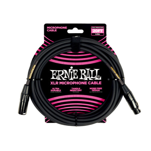 Ernie Ball 6388EB PVC Male-Female XLR Microphone Cable - 20’ Black