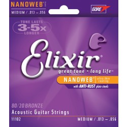 Elixir 11102-ELX Acoustic Guitar 6 String NanoWeb Medium