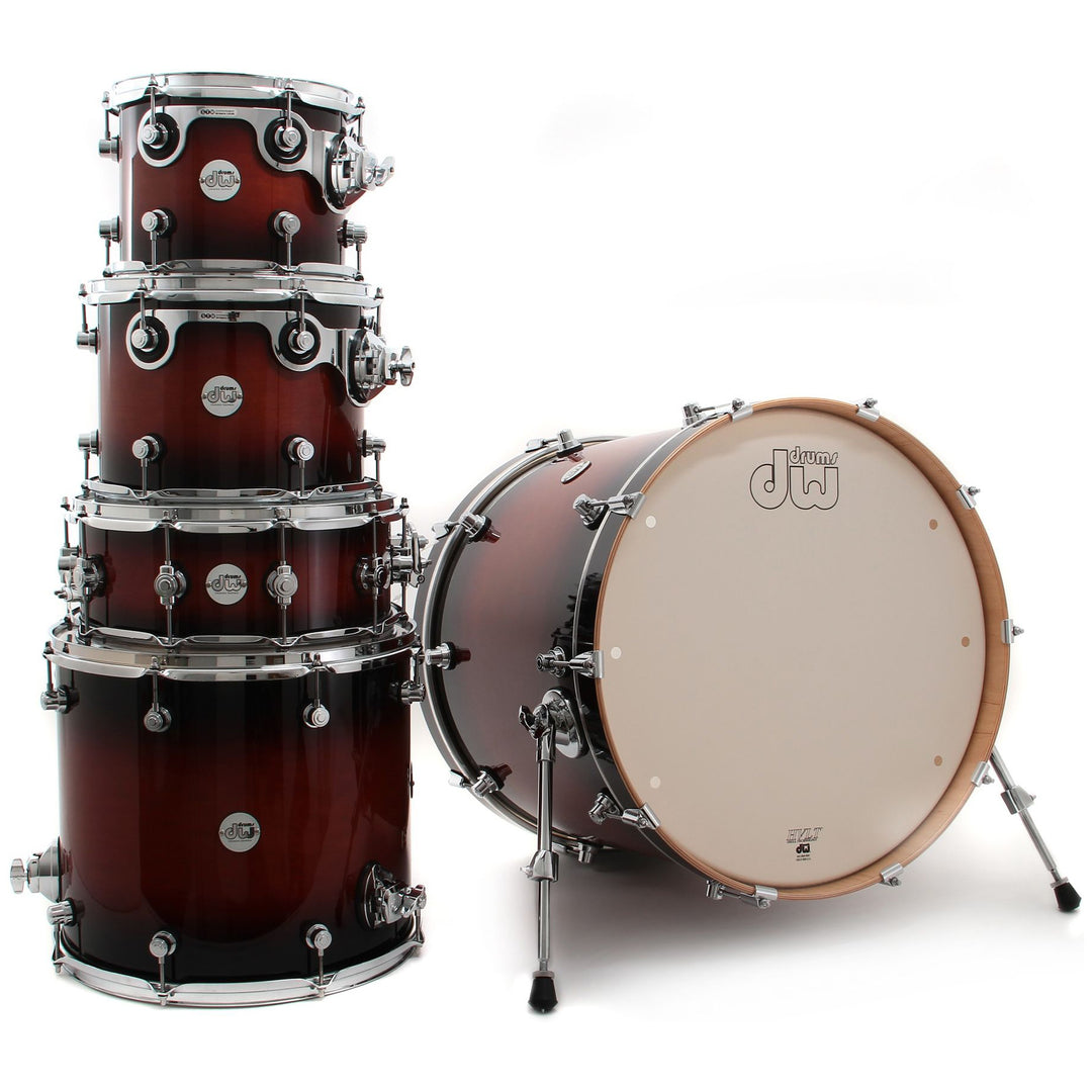 DW Design Series 5-Piece Shell Pack Gloss Lacquer Drum Set (18x22, 8x10, 9x12, 14x16, 5.5x14) - Tobacco Burst
