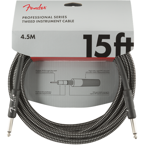 Fender Professional Series Instrument Cable, Gray Tweed - 15ft