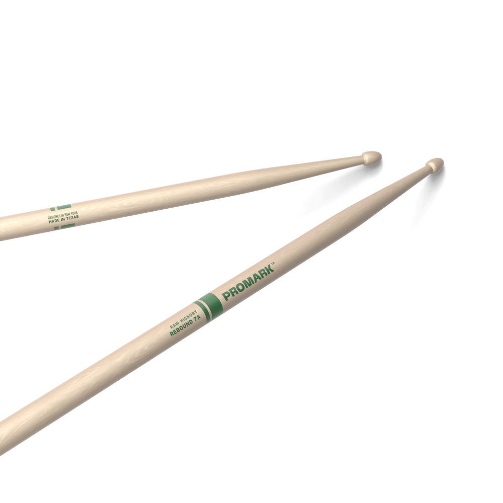 Promark RBHR535AW-Promark Rebound 7A Raw Hickory Drumstick, Acorn Wood Tip Drumsticks