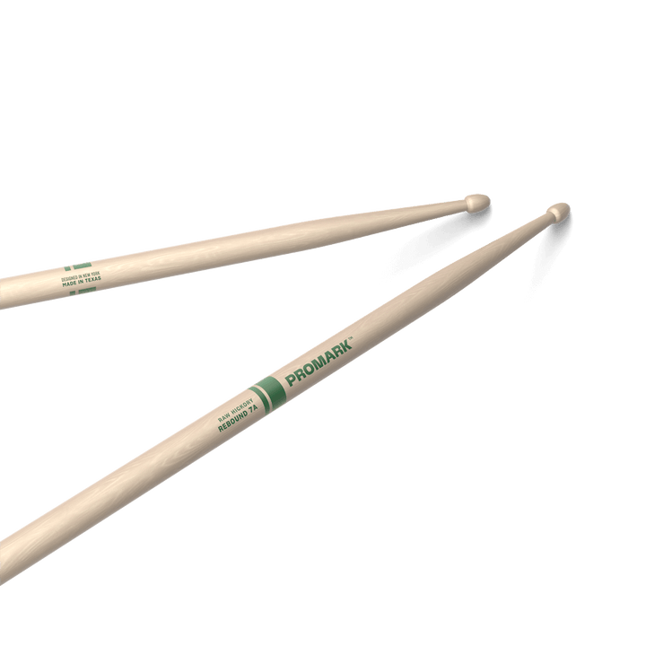 Promark RBHR535AW-Promark Rebound 7A Raw Hickory Drumstick, Acorn Wood Tip Drumsticks