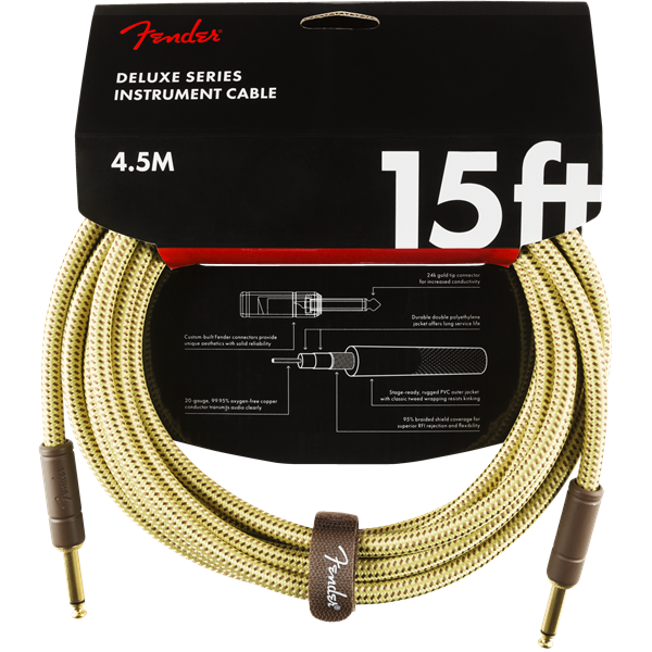 Fender Deluxe Series Instrument Cable, Tweed - 15ft