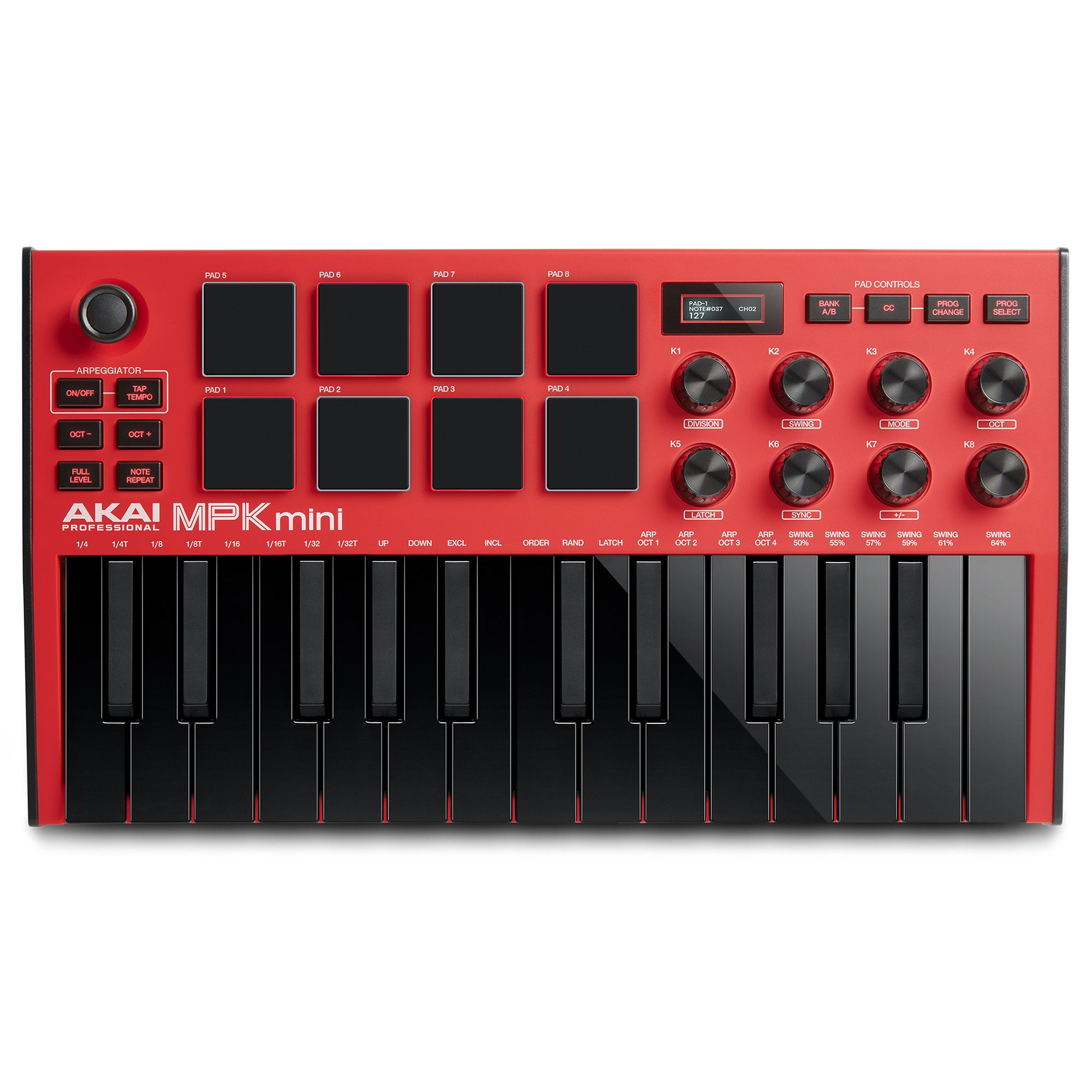Akai MPK Mini Mk3 Portable USB MIDI Keyboard Controller - Red