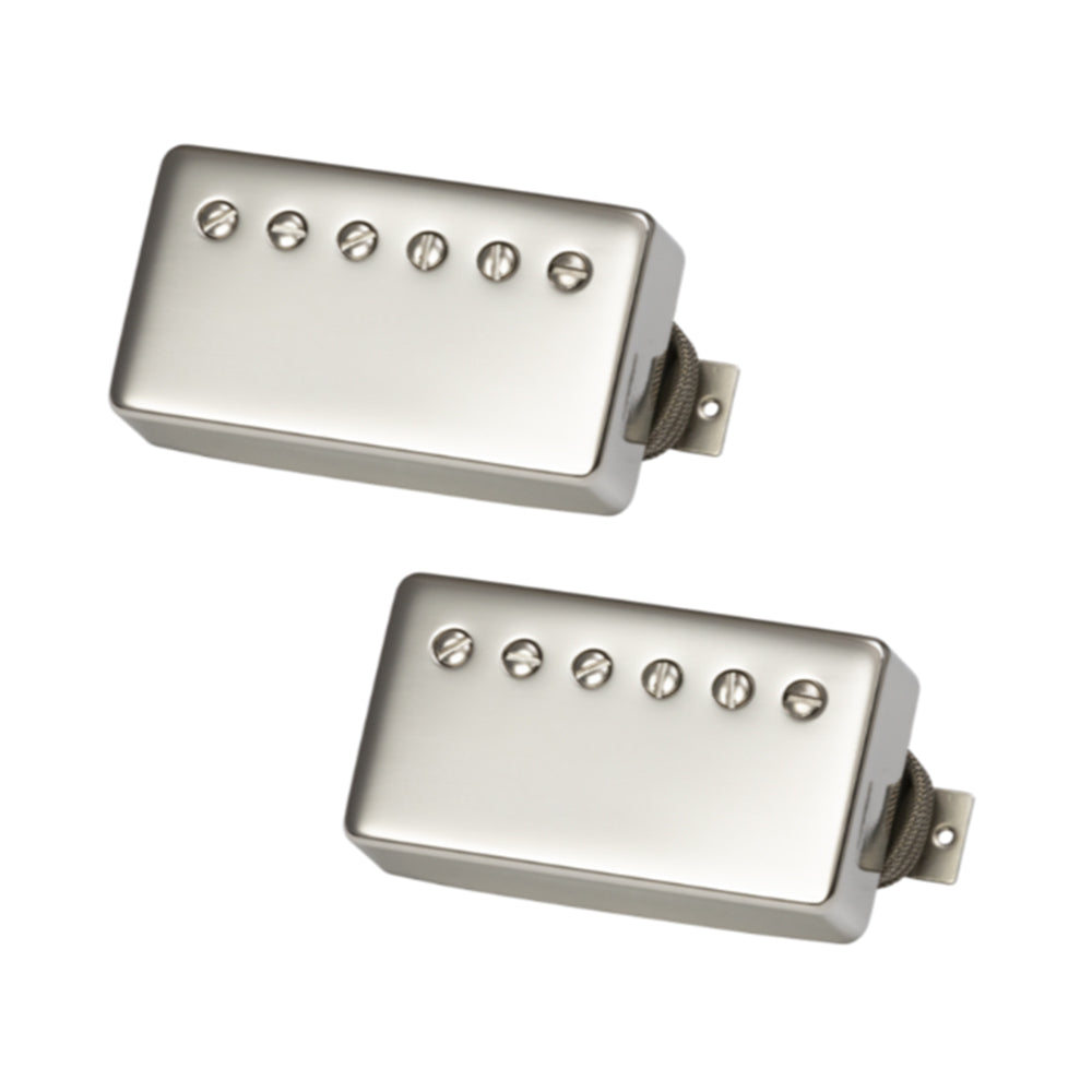 Gibson Custombucker Pickup (Match set, Dble Black, True Historic Nickel Covers, 2-conductor, Unpotted, Alnico III, 8k ohms)